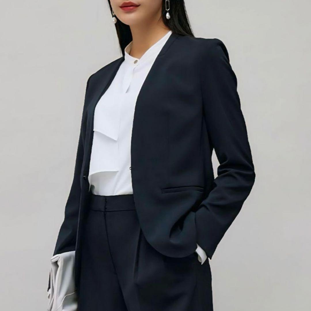 極美品】ICBファイド　ノーカラージャケット　黒ブラックMサイズ　通勤きれいめ