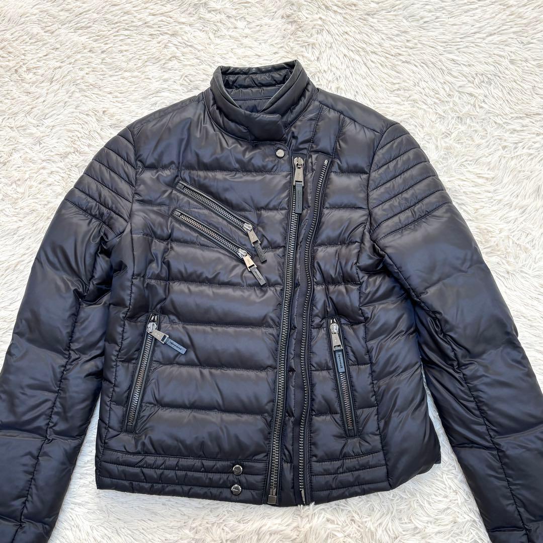 ポロラルフローレン ダウンジャケット ライダース 黒 レザー 羊 150