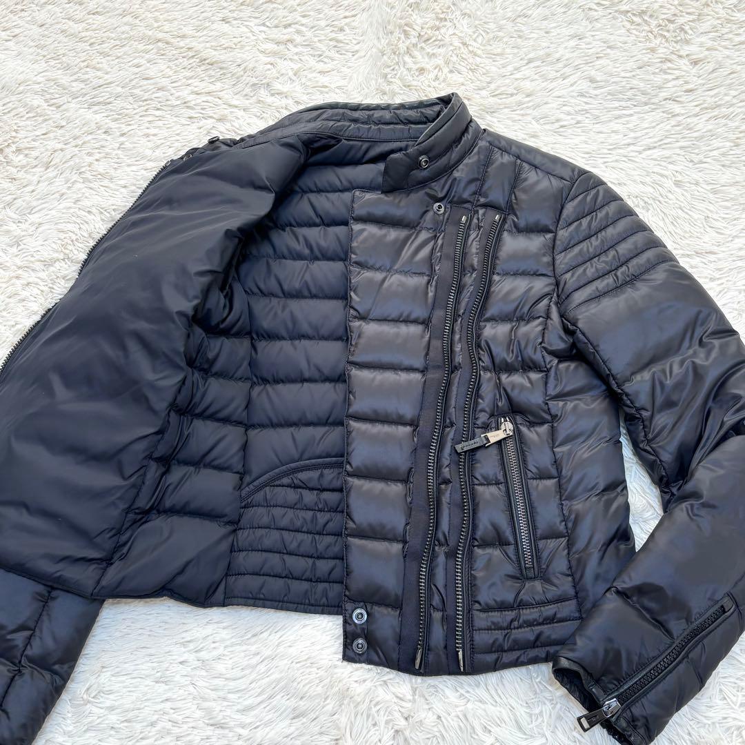 ポロラルフローレン ダウンジャケット ライダース 黒 レザー 羊 150