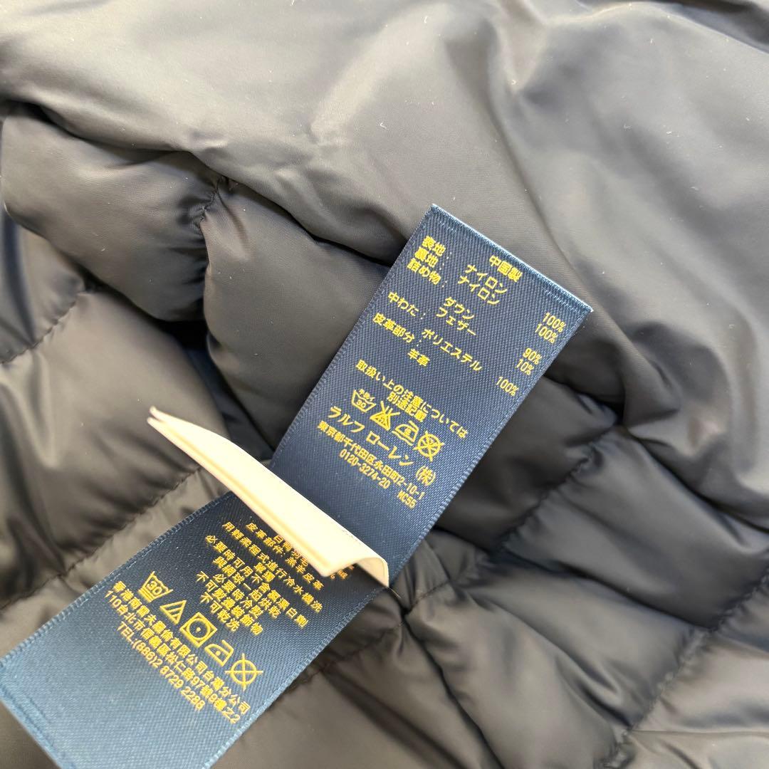 ポロラルフローレン ダウンジャケット ライダース 黒 レザー 羊 150