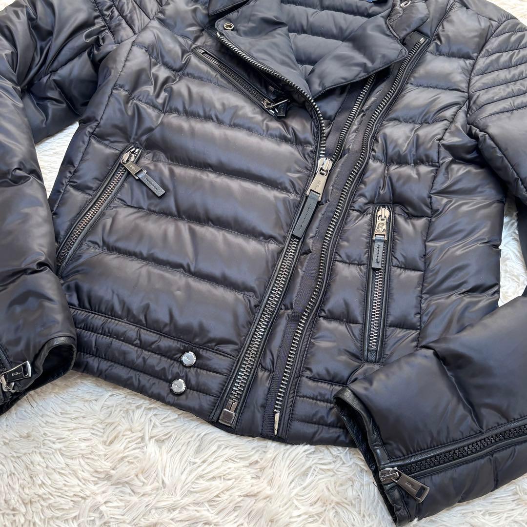 ポロラルフローレン ダウンジャケット ライダース 黒 レザー 羊 150