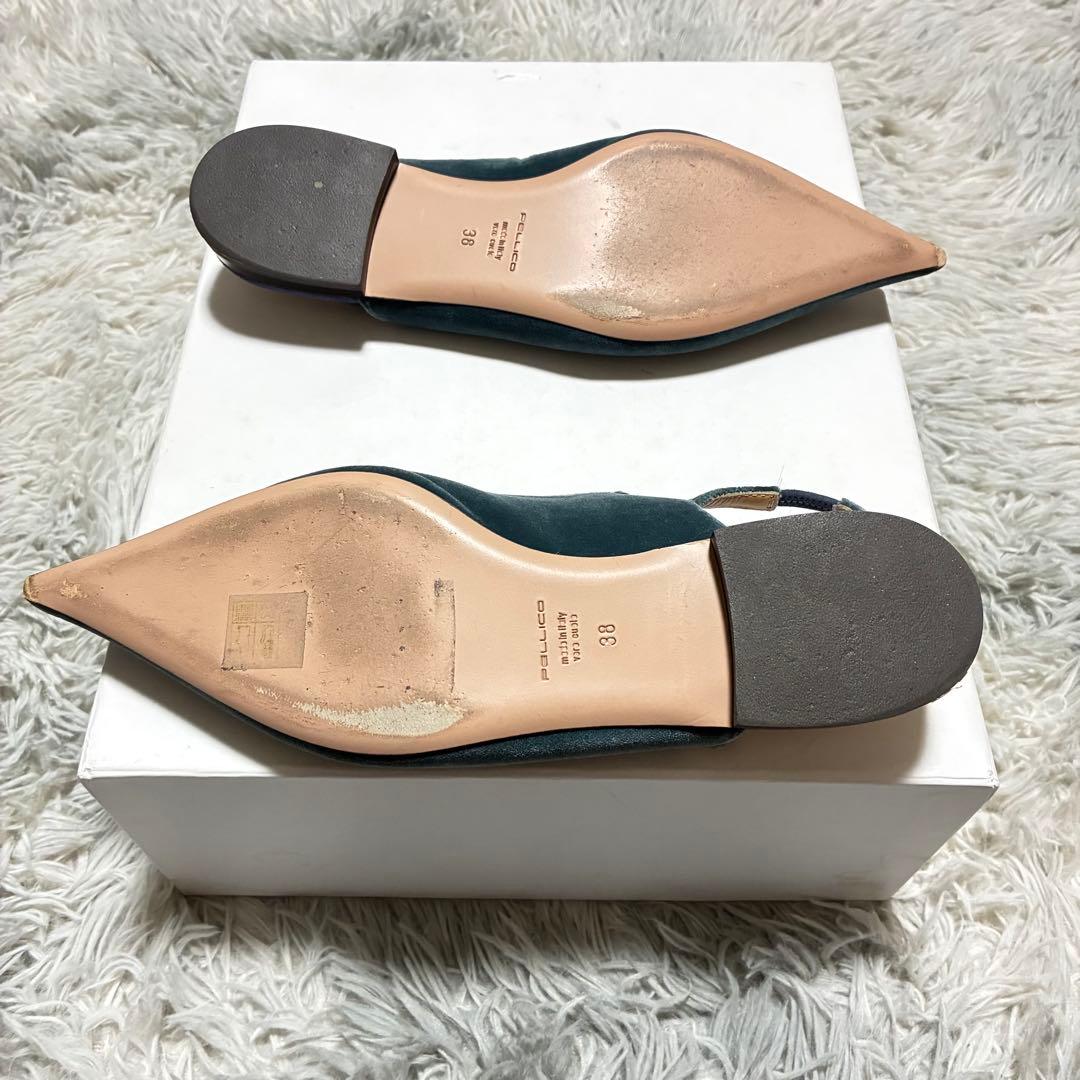 【美品】PELLICO バックスリング パンプス 青 38〈定価64,900円〉
