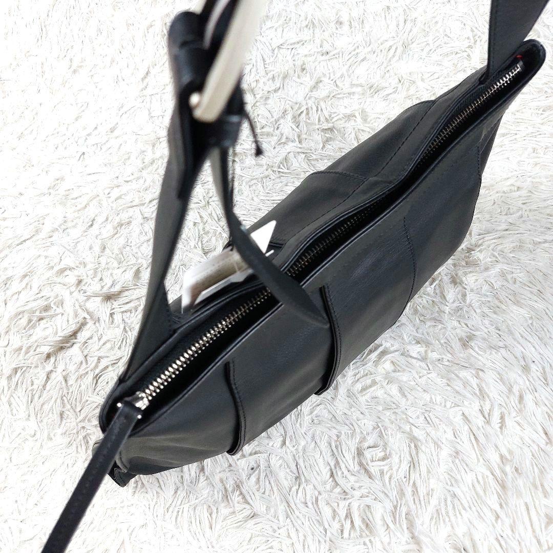 未使用級タグ付 kawa-kawa 2WAY 大容量 レザーショルダーバッグ 黒