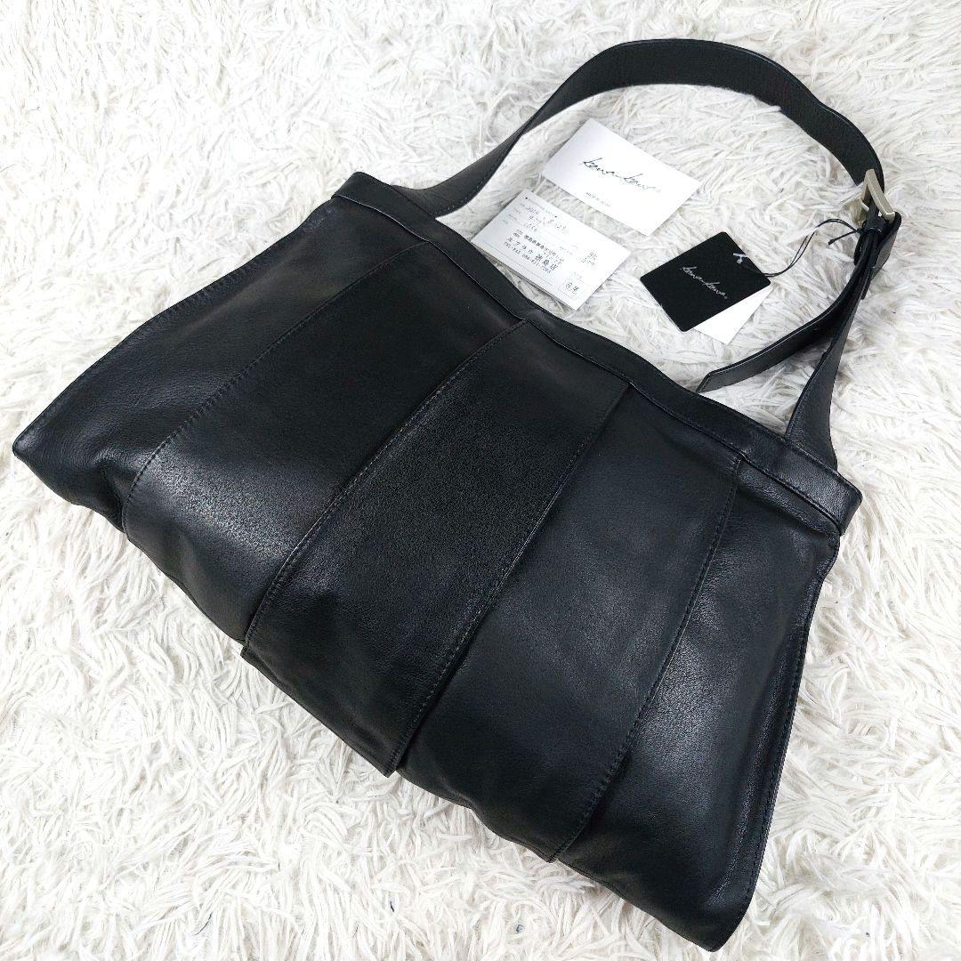 未使用級タグ付 kawa-kawa 2WAY 大容量 レザーショルダーバッグ 黒