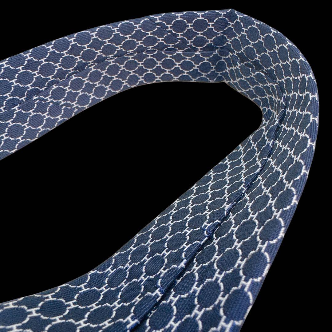 HERMES エルメス ネクタイ ネイビー ファソネ ジャガード