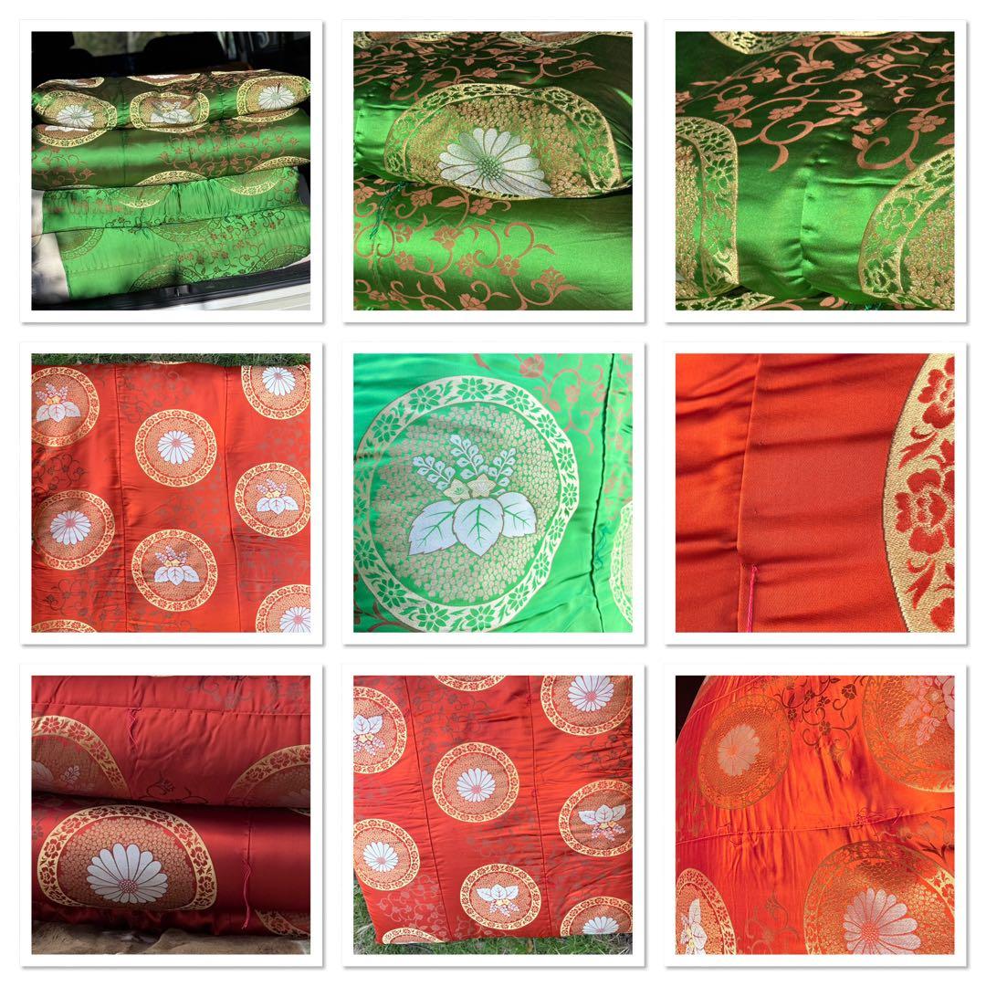 2215様感謝‼️菊と桐‼️ふかふか‼️FUTON蔵出し金蘭緞子掛けふとん未使用1枚