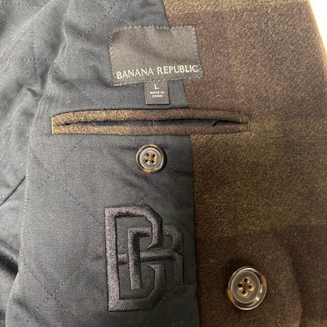 BANANA REPUBLIC バッファローチェック柄プレイドピーコート L