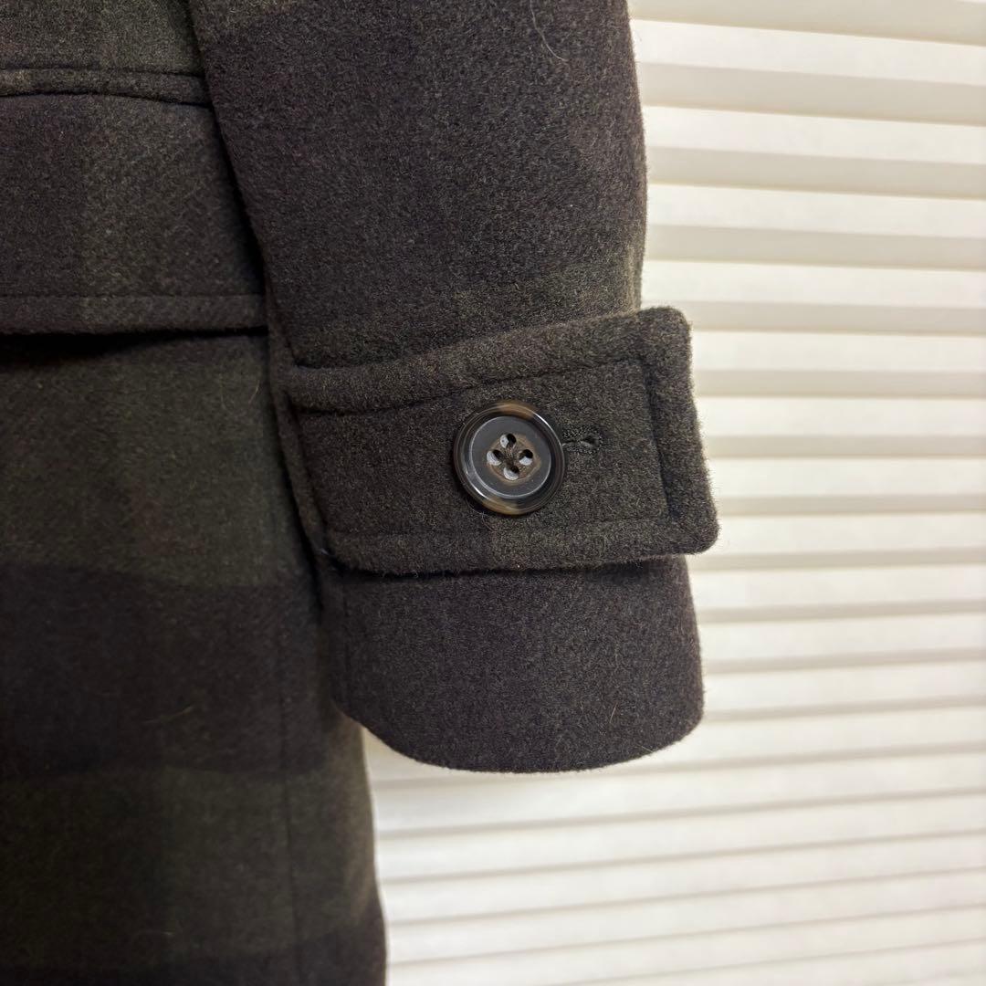 BANANA REPUBLIC バッファローチェック柄プレイドピーコート L