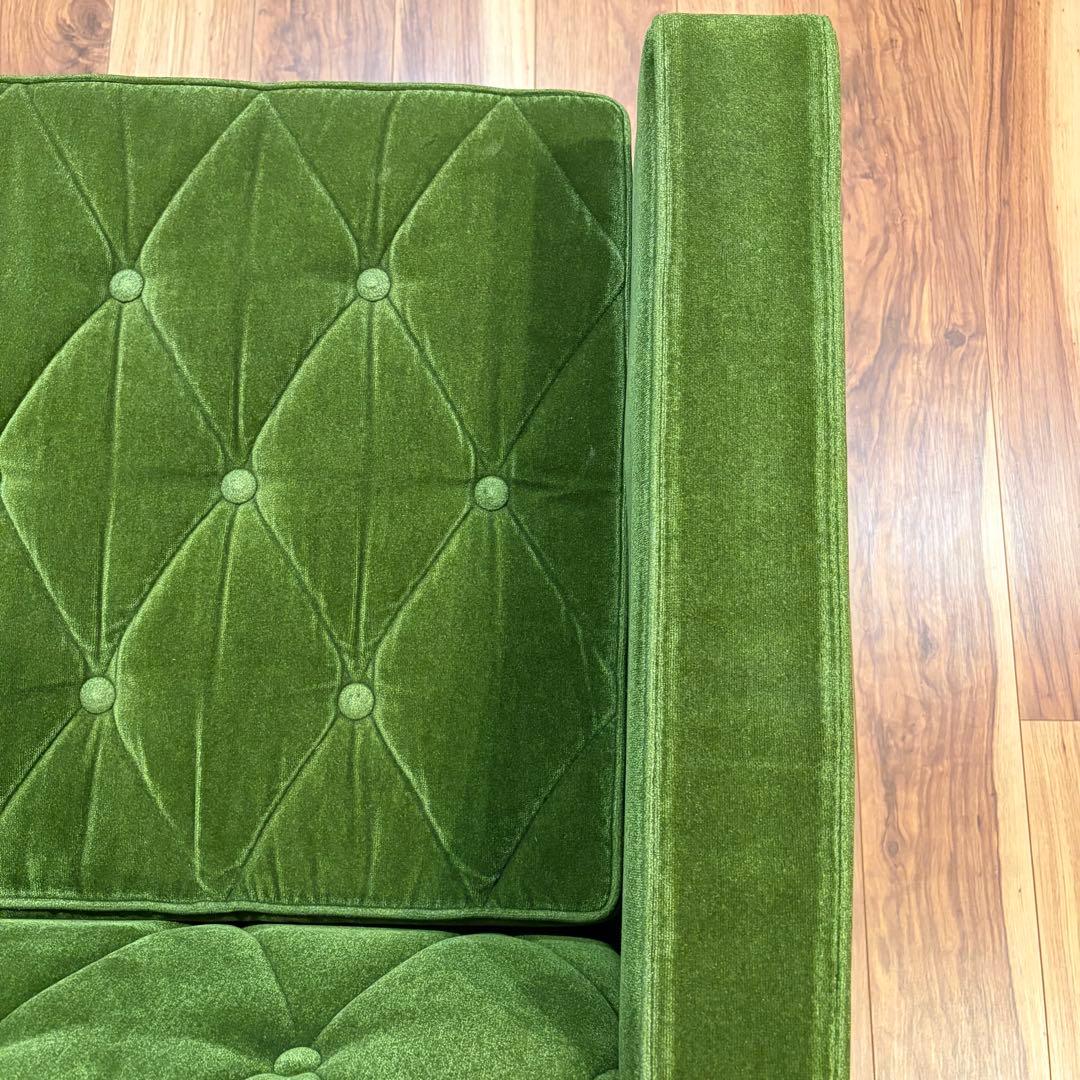 【送料込】カリモク60 ロビーチェアモケットグリーン　3シーター