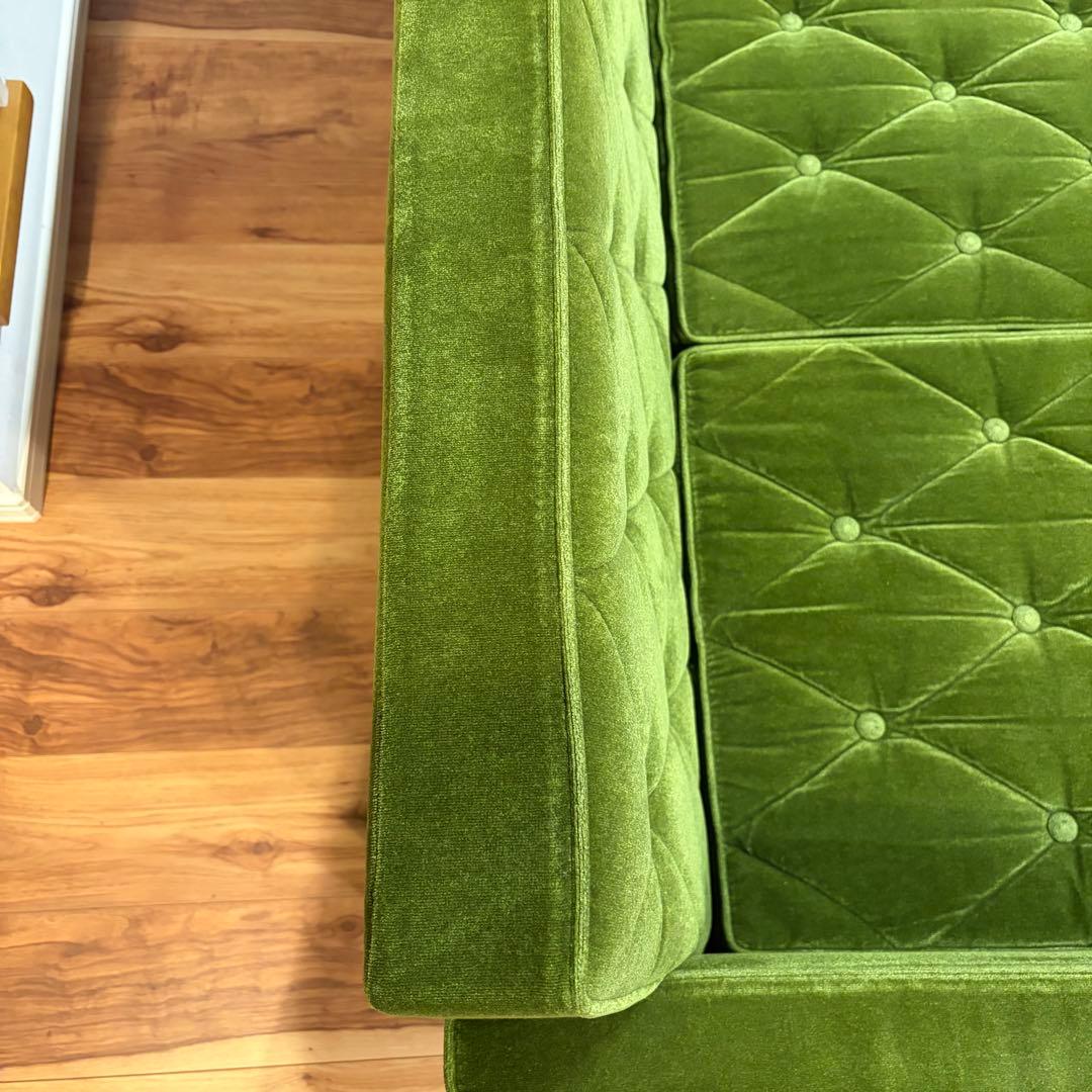 【送料込】カリモク60 ロビーチェアモケットグリーン　3シーター