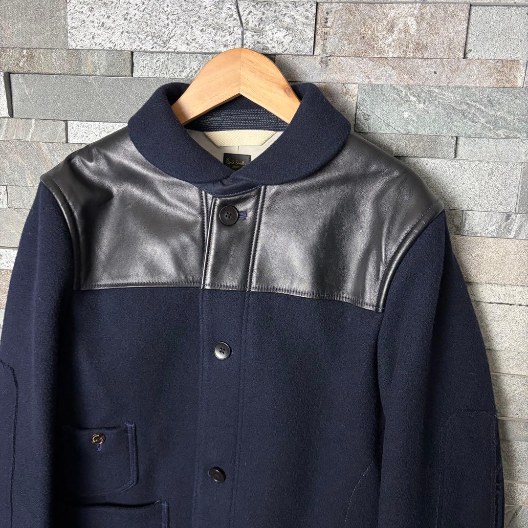 Paul Smith ポールスミス　レザー切替　カシミヤ混　ウールジャケット