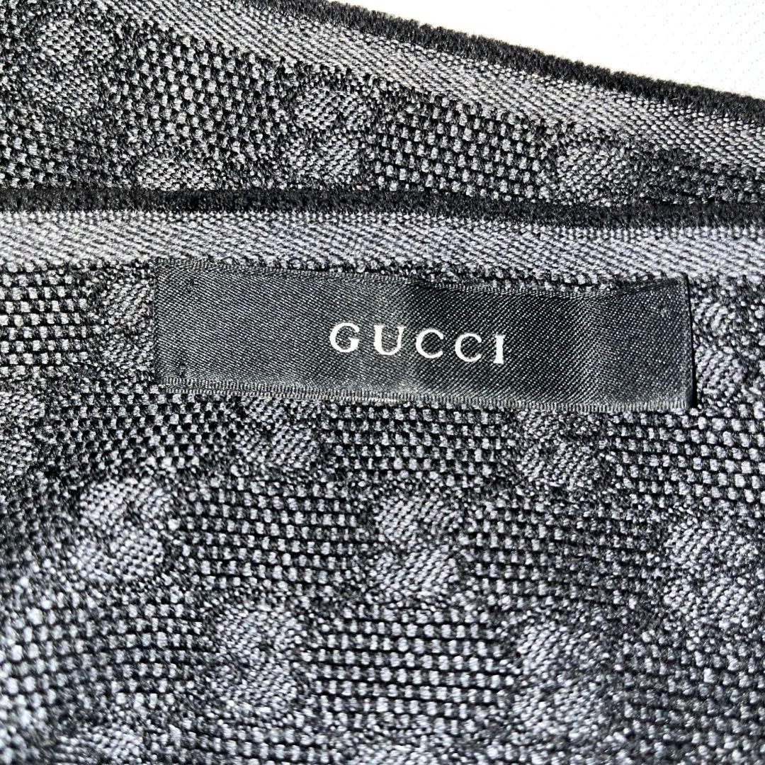 グッチ Gucci ストール マフラー チャコールグレー ウェビング 箱付き