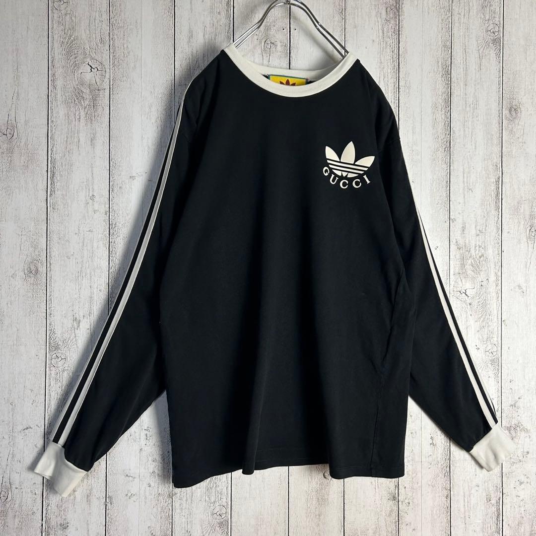 6088【人気コラボ】グッチ×アディダス‪☆袖ライン入りロンT 長袖カットソー