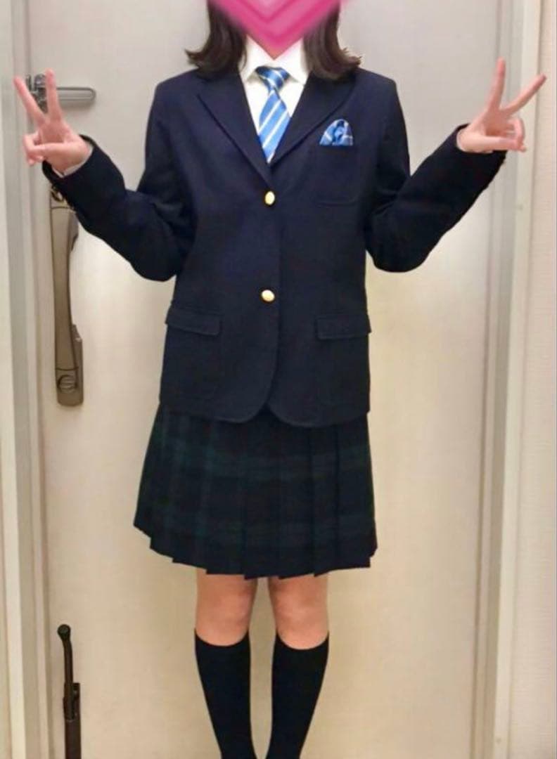 RALPH LAUREN 紺ブレザー 金ボタン チェックスカート 上下