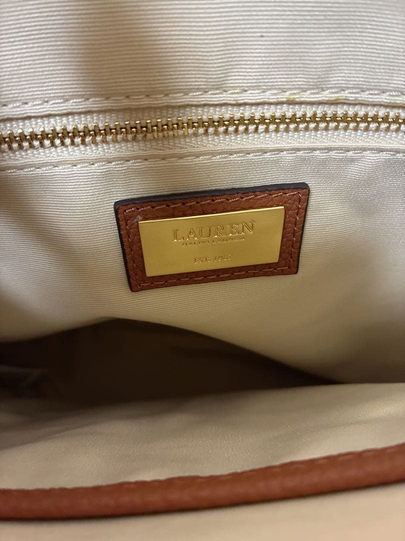 美品LAUREN RALPH LAUREN ショルダーバッグ ロゴストラップ本革