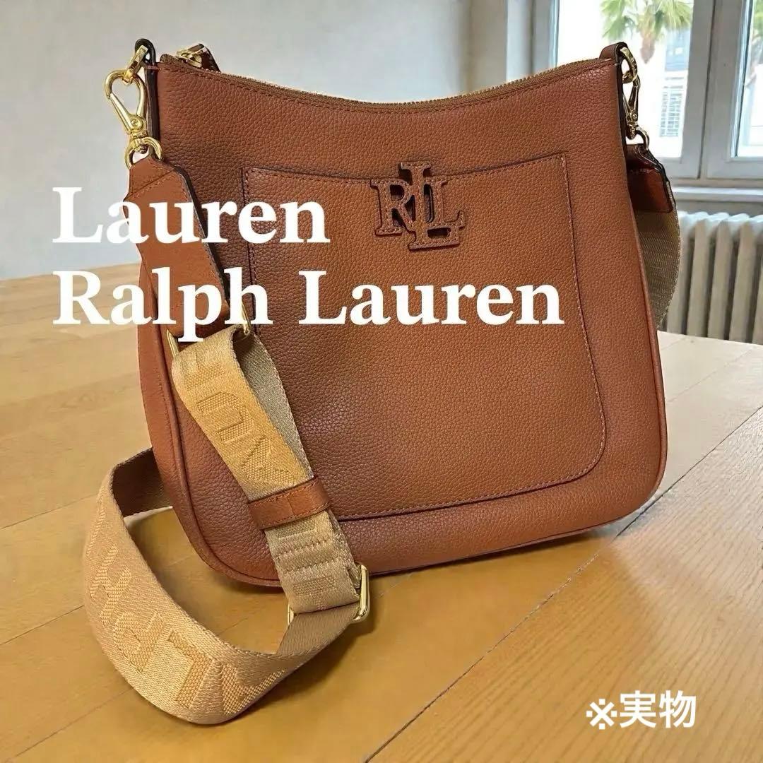 美品LAUREN RALPH LAUREN ショルダーバッグ ロゴストラップ本革