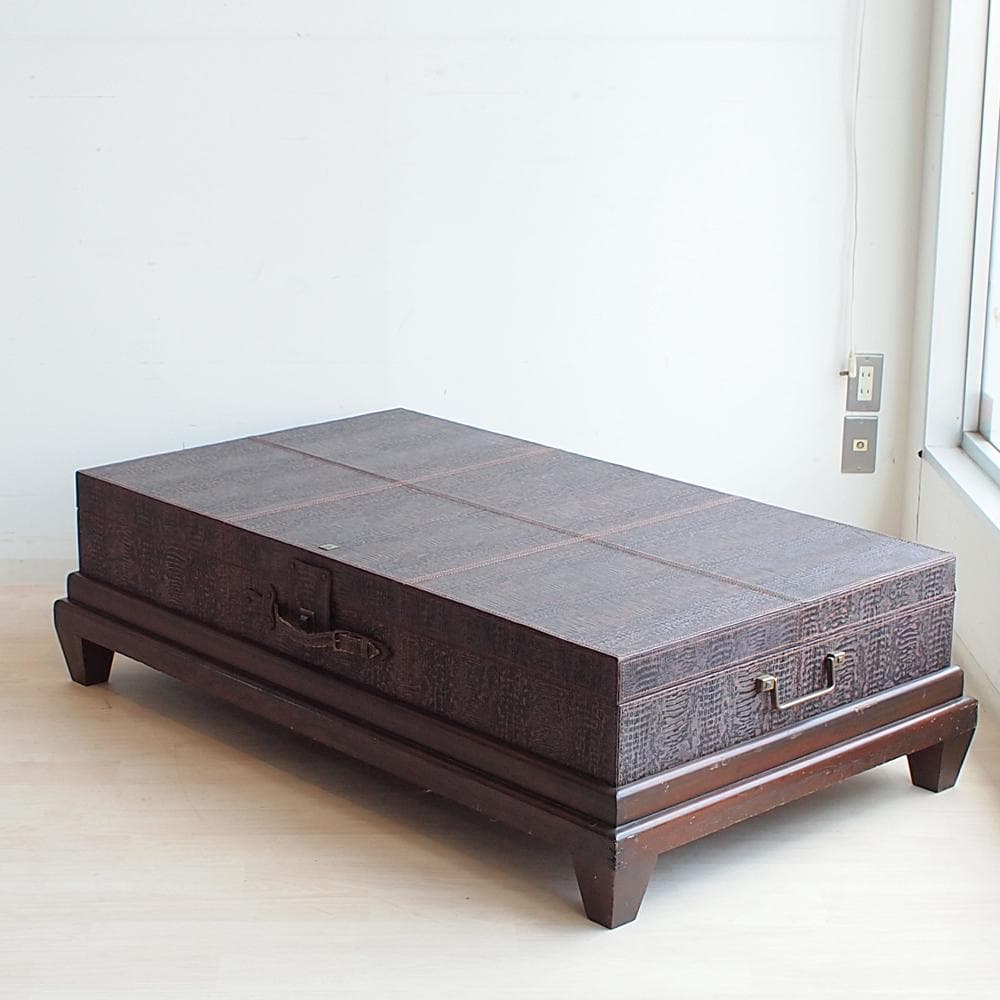 クロコダイル型押し 収納付きテーブル トランク 大型 検索/HALO KARE