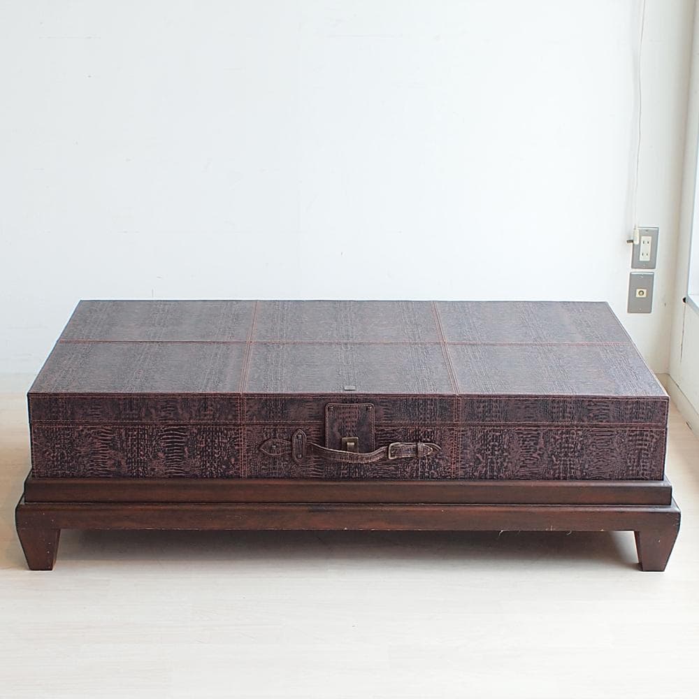 クロコダイル型押し 収納付きテーブル トランク 大型 検索/HALO KARE