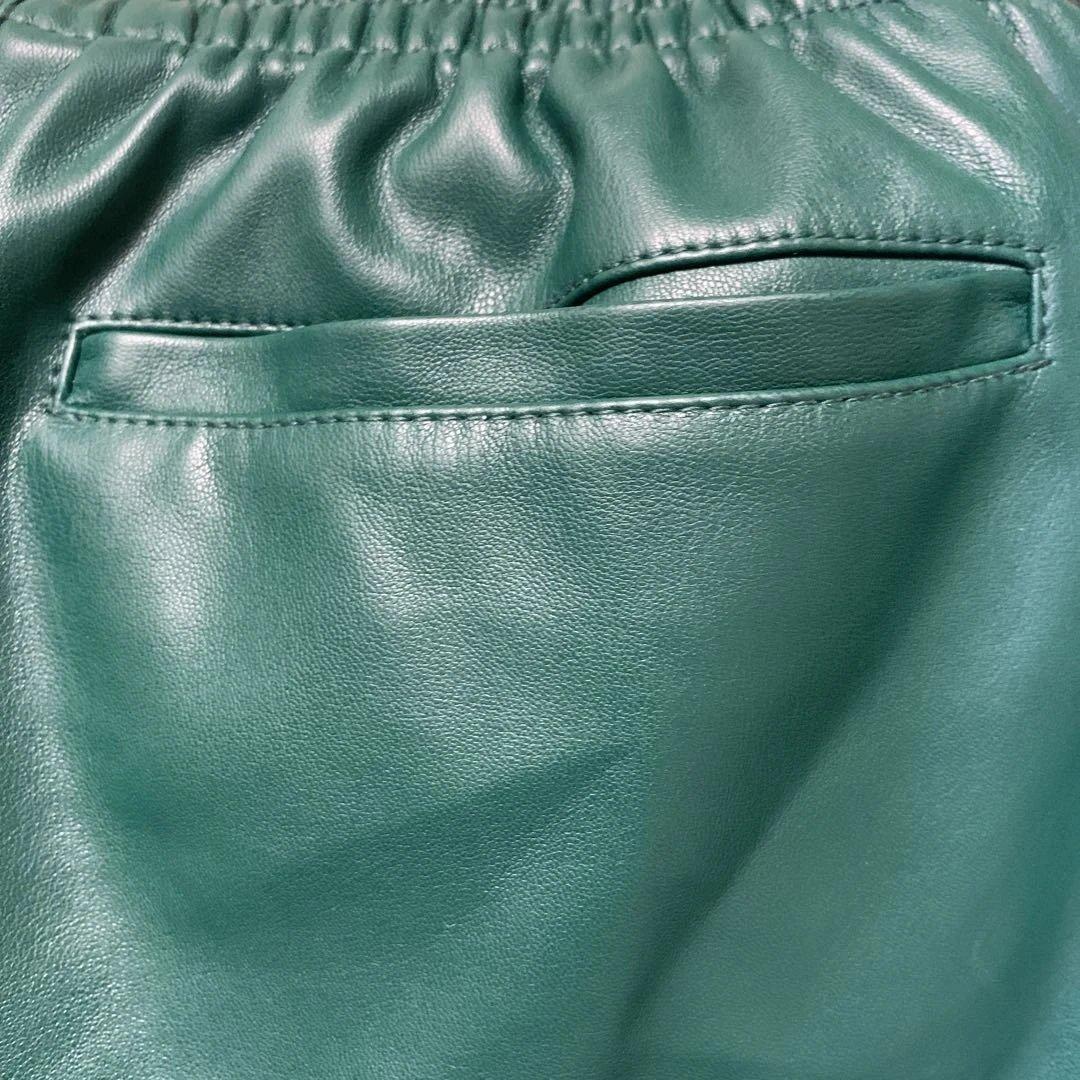 超美品　adidas　トラックパンツ　レザー　ファイヤーバード　スリーストライプ