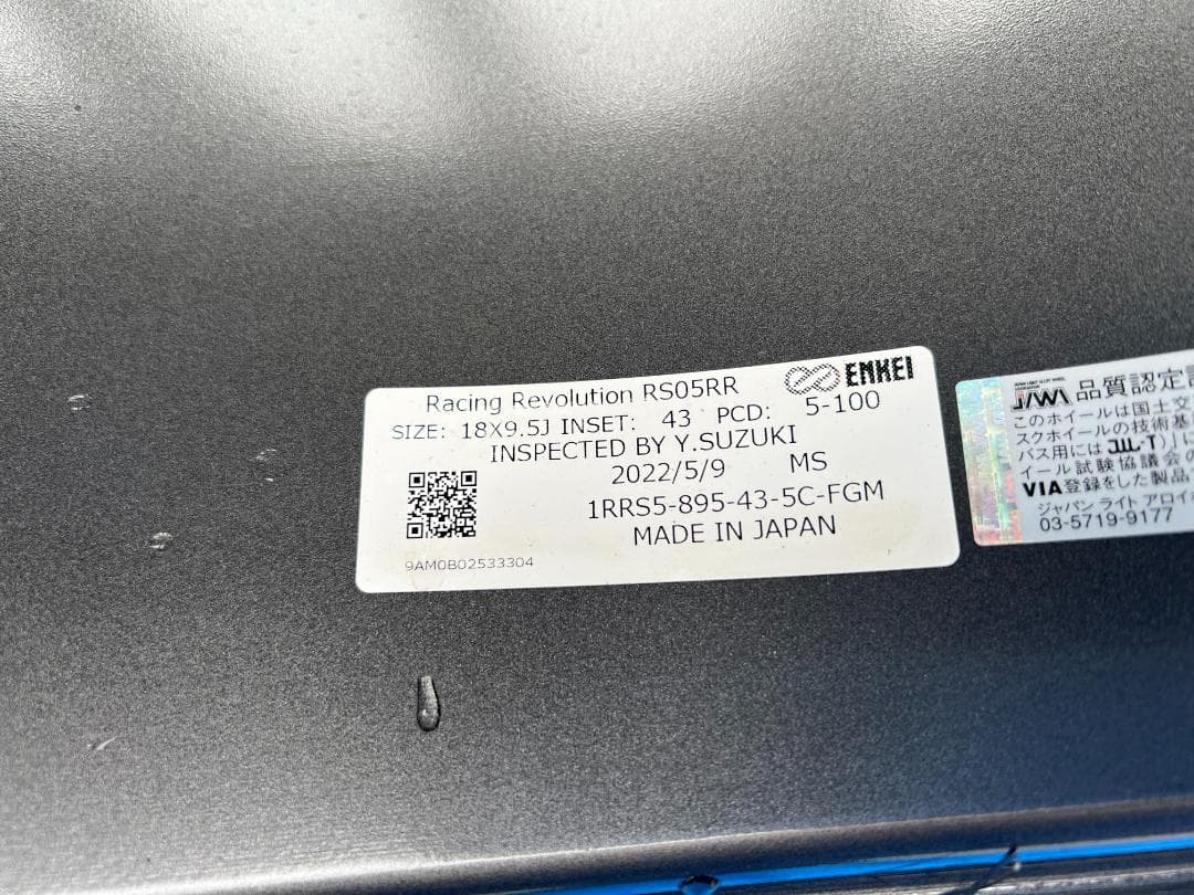 ENKEI RS05RR 18インチ 9.5J +43 PCD100 5H 4本