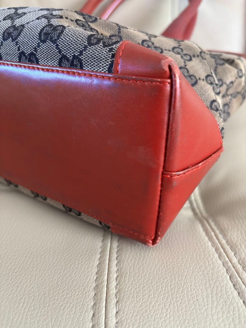 GUCCI グッチ GGキャンバス レザー トートバッグ 赤　002 1119