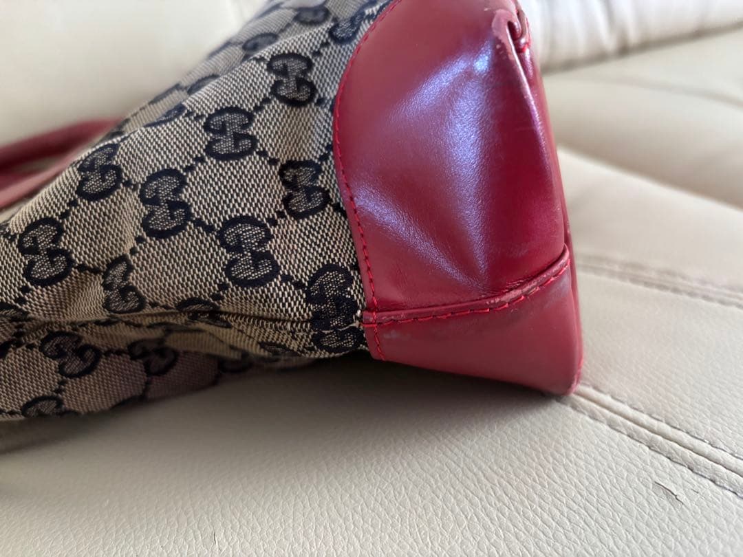 GUCCI グッチ GGキャンバス レザー トートバッグ 赤　002 1119