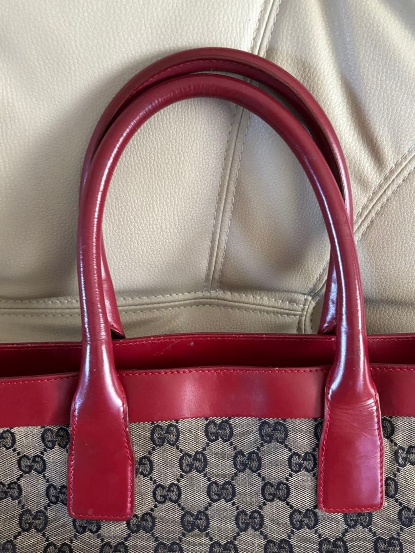 GUCCI グッチ GGキャンバス レザー トートバッグ 赤　002 1119