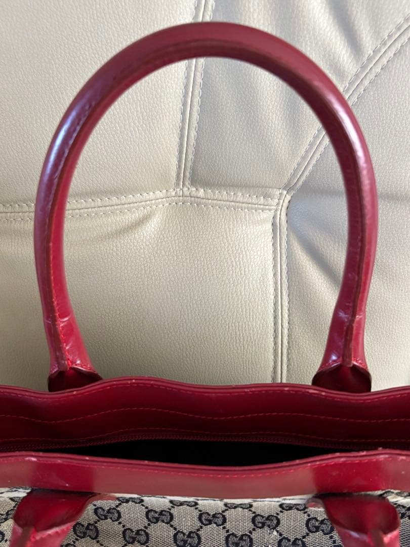 GUCCI グッチ GGキャンバス レザー トートバッグ 赤　002 1119