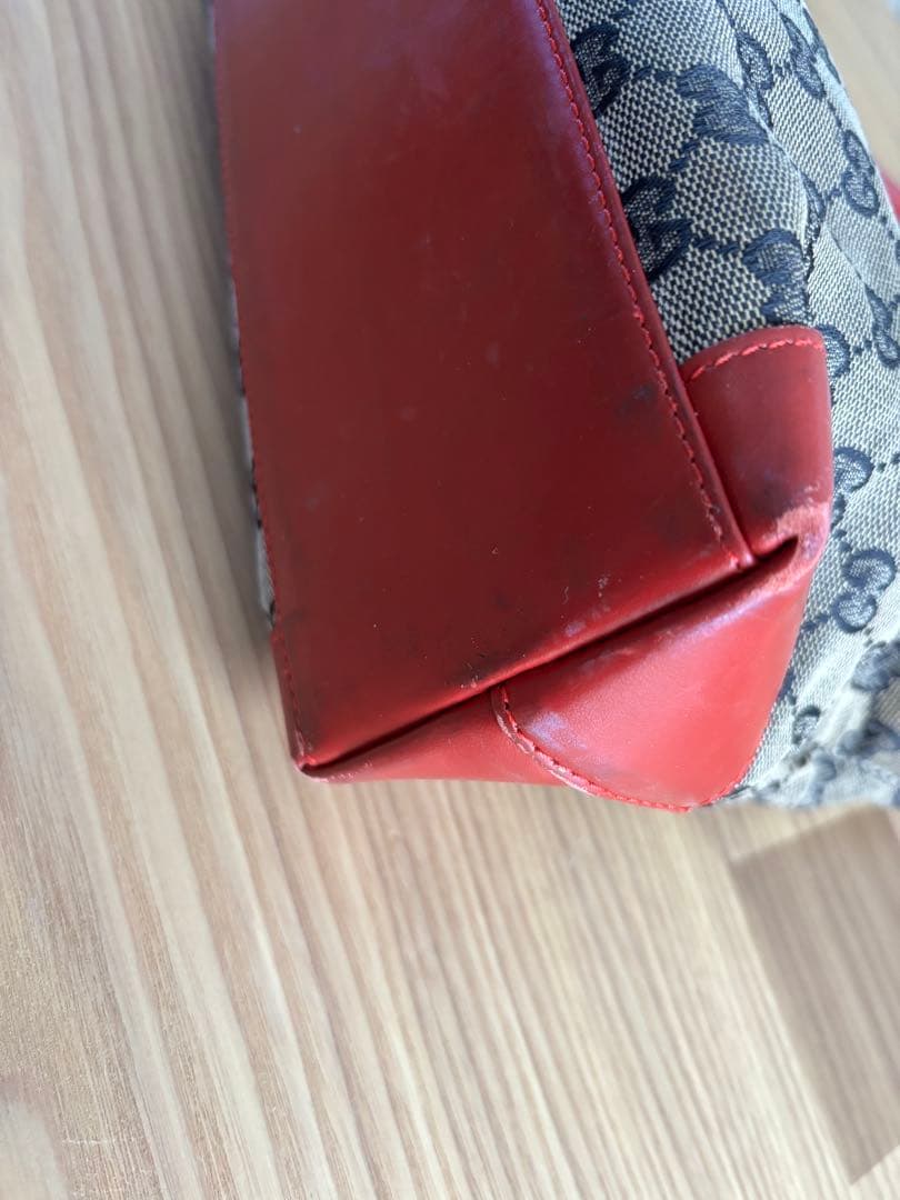 GUCCI グッチ GGキャンバス レザー トートバッグ 赤　002 1119