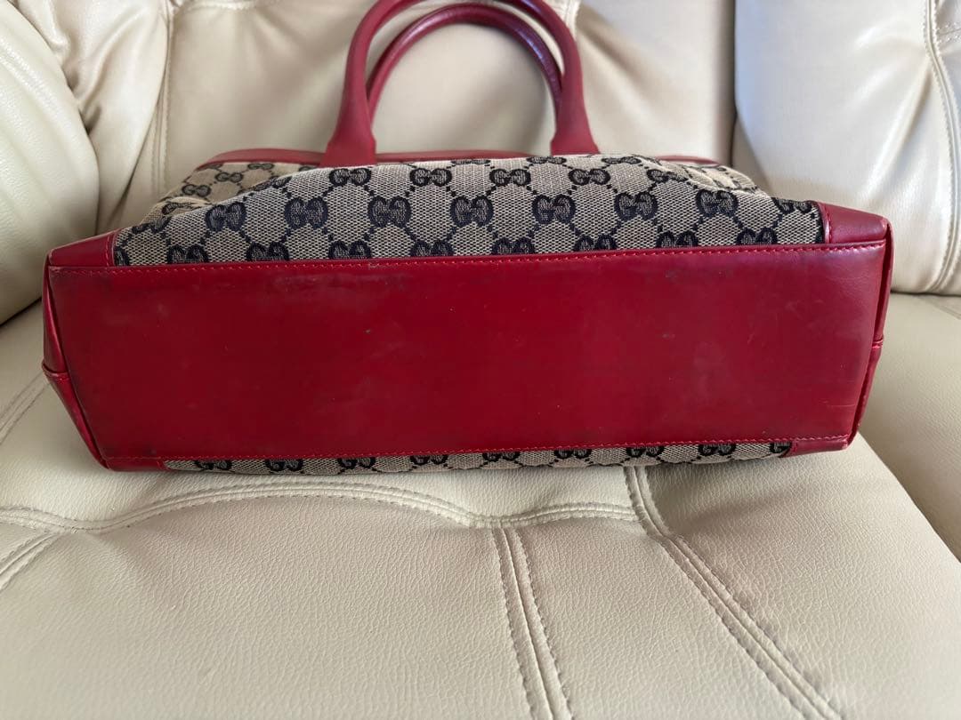 GUCCI グッチ GGキャンバス レザー トートバッグ 赤　002 1119