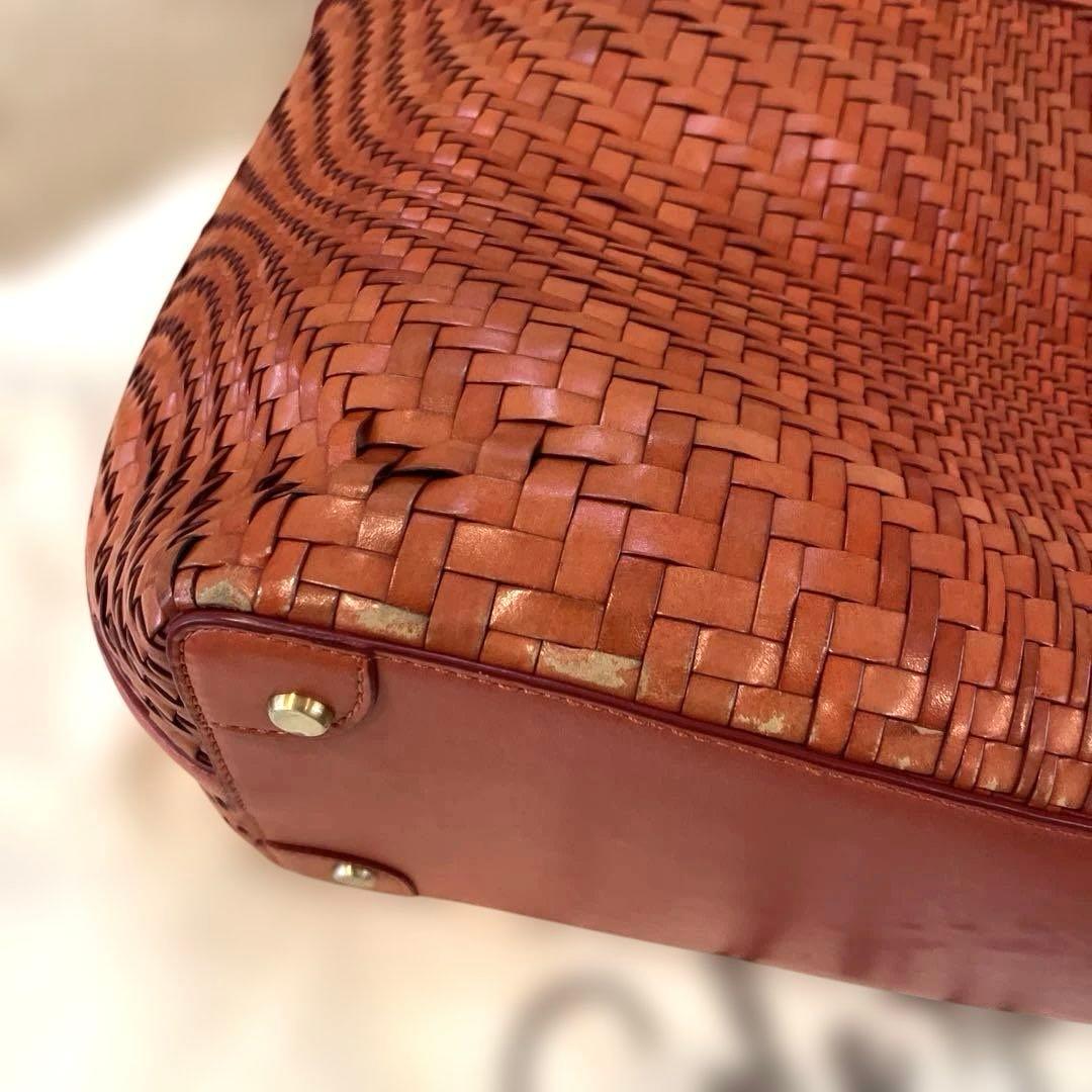 コールハーン☆オレンジ系カゴトートバッグ 美品 20日まで特価♪