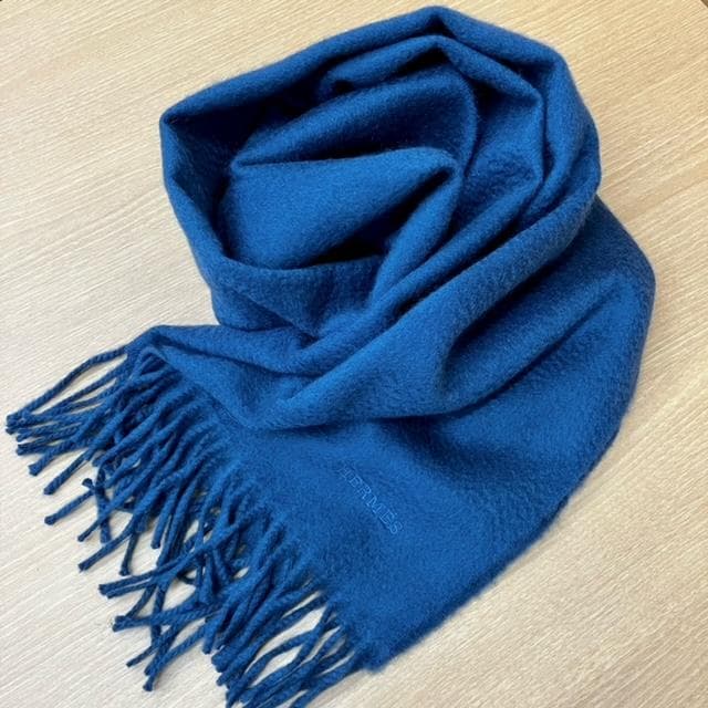 HERMES エルメス　カシミヤマフラー ネイビー