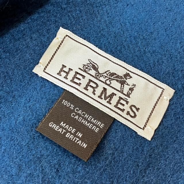 HERMES エルメス　カシミヤマフラー ネイビー