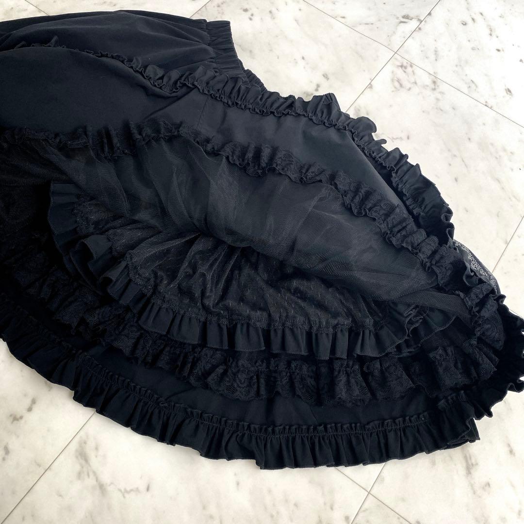 新品未使用OZZ ONESTEリバーシブルボリュームスカート　レース　フリル　黒