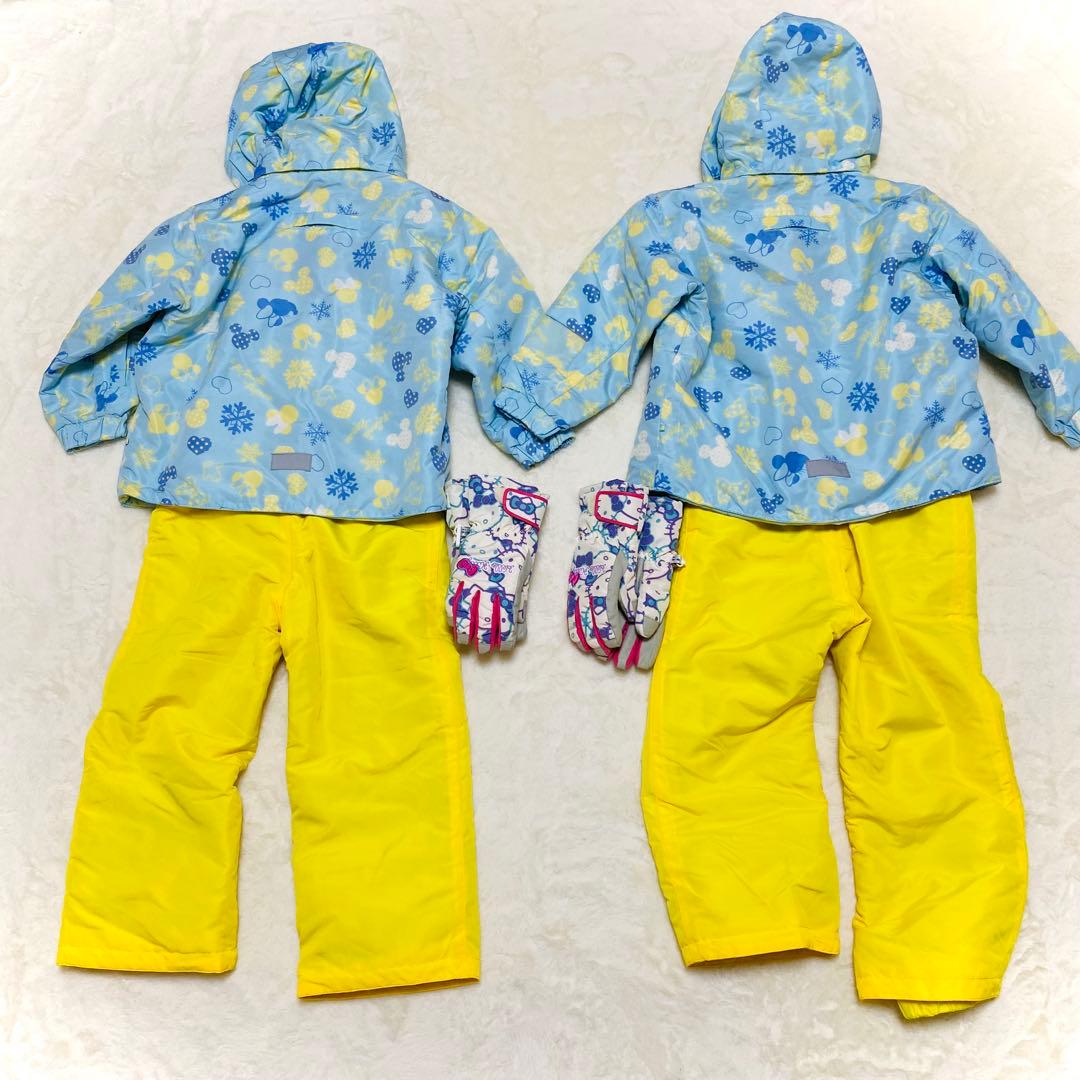 【双子/お揃い】ディズニースキーウェア 110cmハローキティグローブ2セット