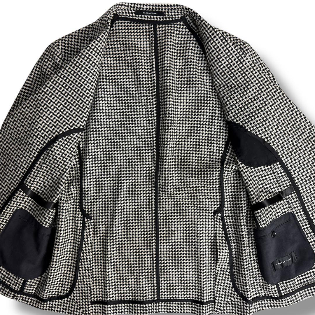 J6332 新品 タリアトーレ ダカールカシミヤ混ハウンドトゥースジャケット52