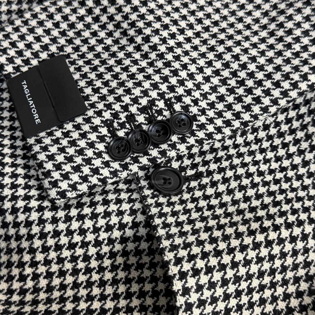 J6332 新品 タリアトーレ ダカールカシミヤ混ハウンドトゥースジャケット52