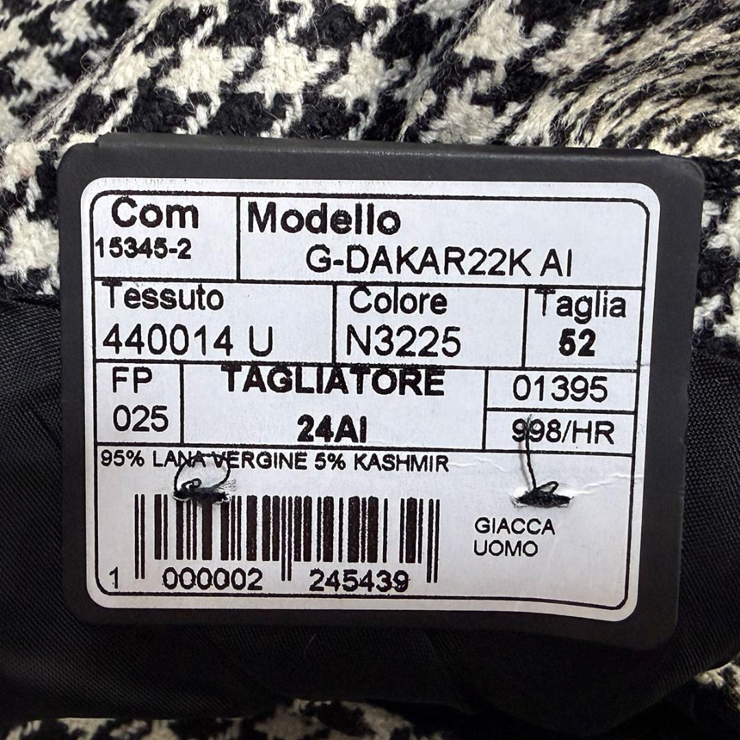 J6332 新品 タリアトーレ ダカールカシミヤ混ハウンドトゥースジャケット52