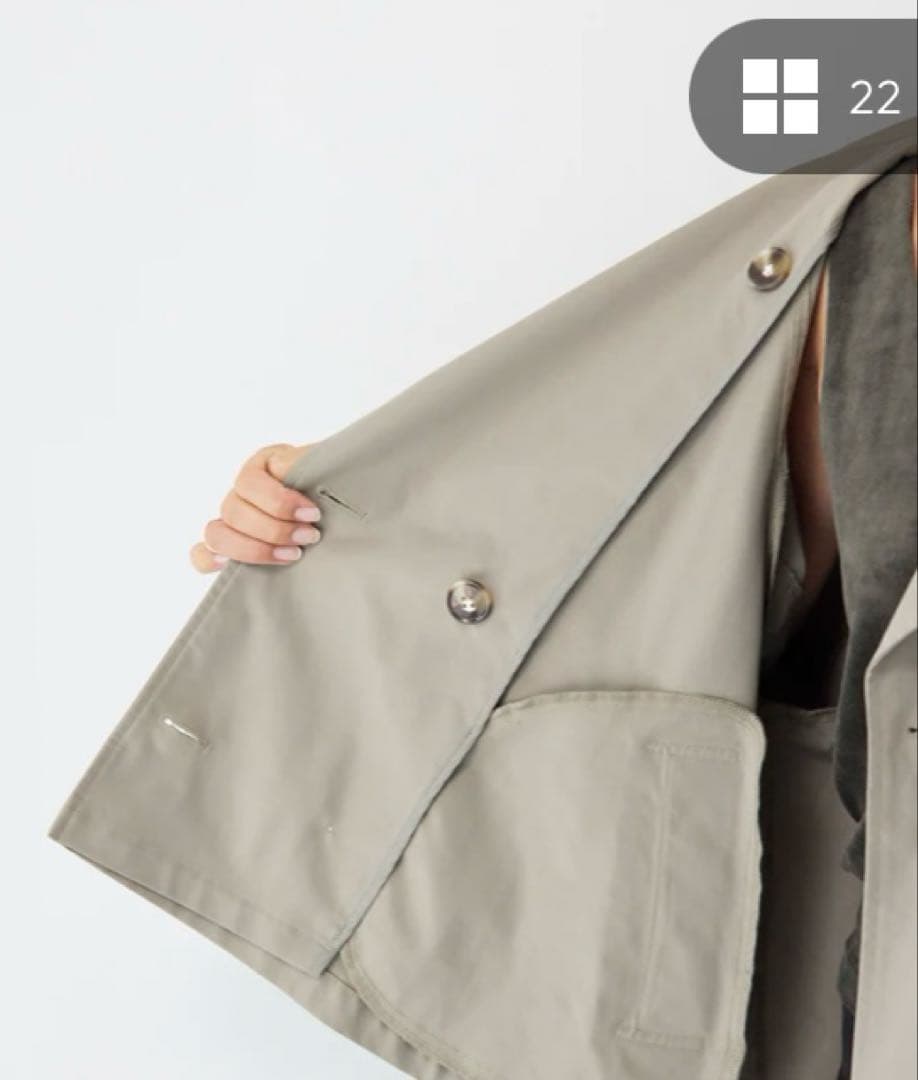 PLUS OTOHA プラスオトハ ショートトレンチコート カーキ