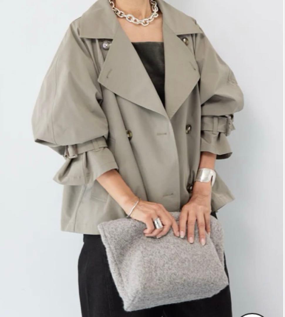 PLUS OTOHA プラスオトハ ショートトレンチコート カーキ