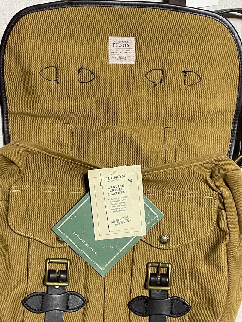 FILSON カーキ ダブルバックルバッグ 中型