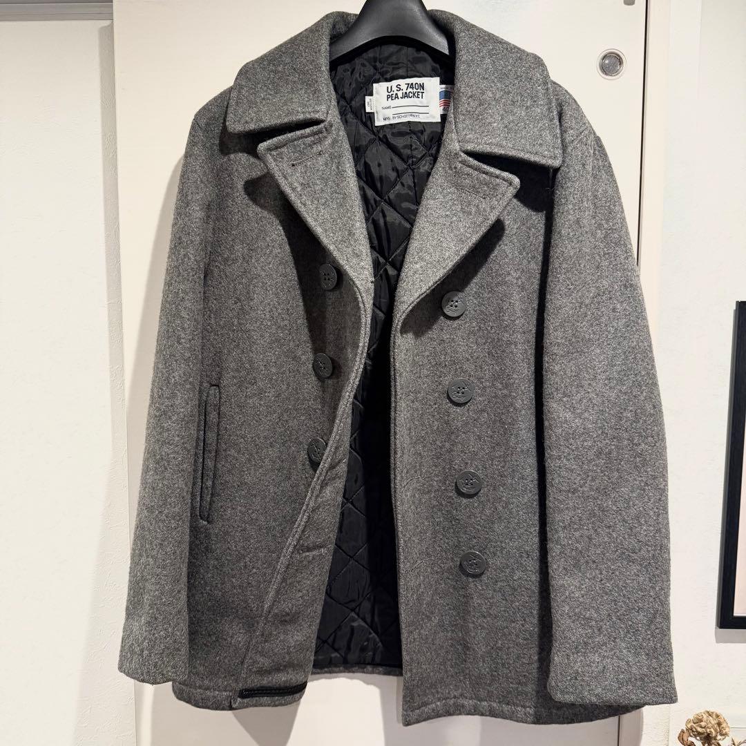 美品‼️Schott ピーコート USA製 グレー ショット キルティング 40L