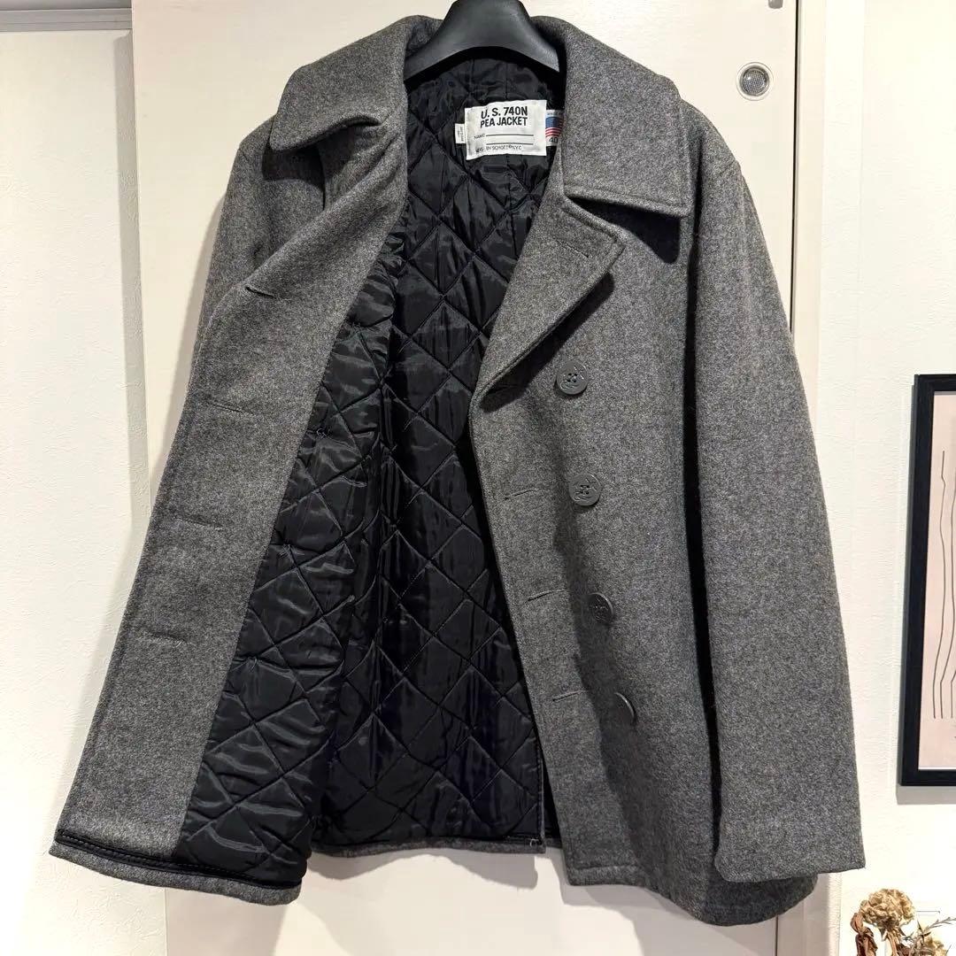 美品‼️Schott ピーコート USA製 グレー ショット キルティング 40L