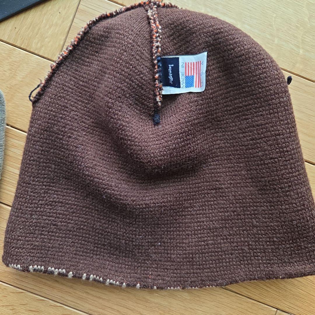 90s old stussy ビーニー　紺タグ　モノグラム　初期　ロゴ　ニット帽