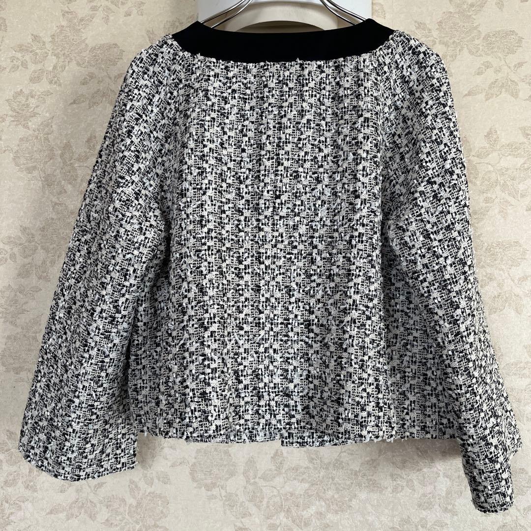 美品　大きいサイズ46 トゥービーシック　ノーカラーツイードジャケット