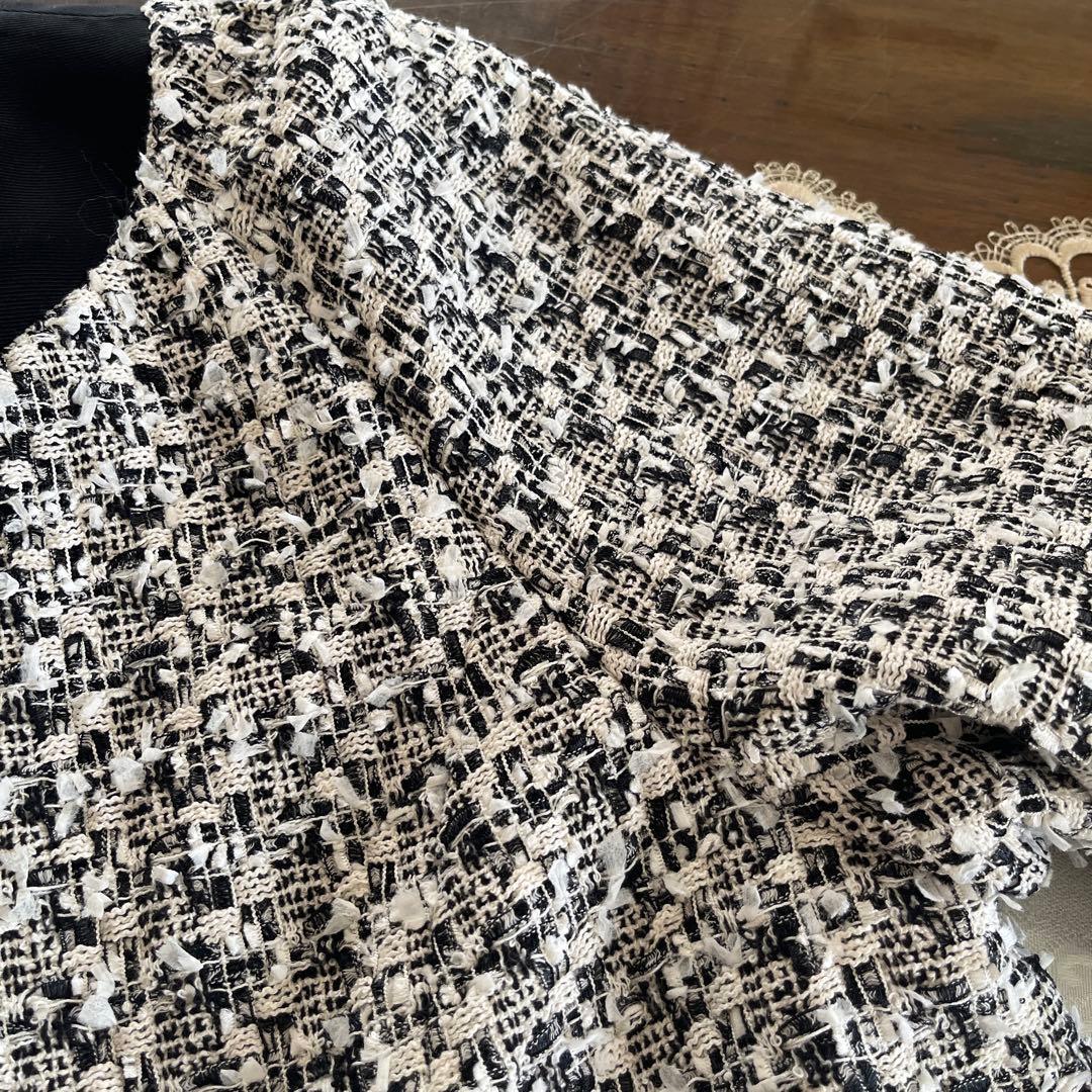 美品　大きいサイズ46 トゥービーシック　ノーカラーツイードジャケット