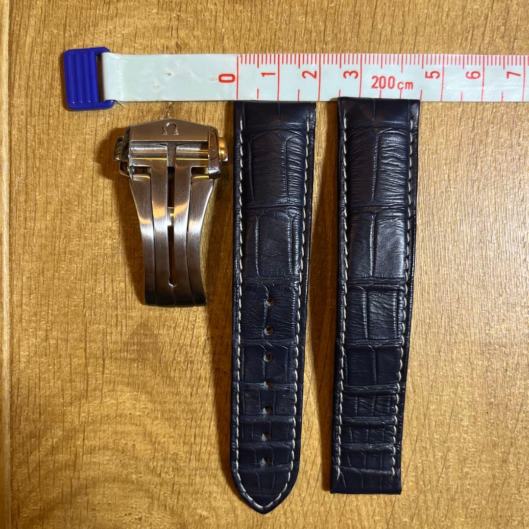 OMEGA オメガ　ネイビー クロコダイル　レザーベルト 20mm 濃紺