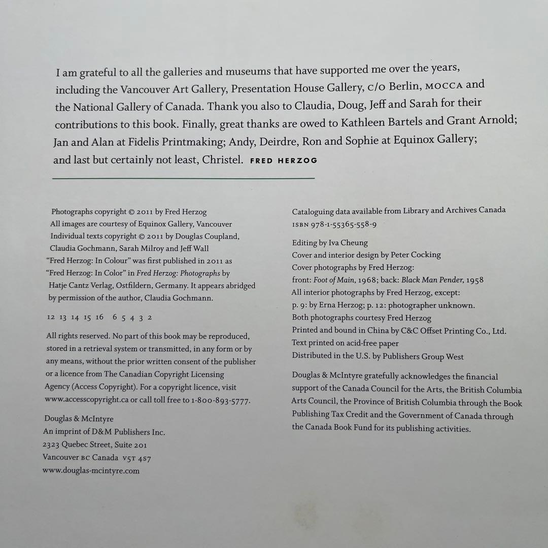 洋書 Fred Herzog: Photographs