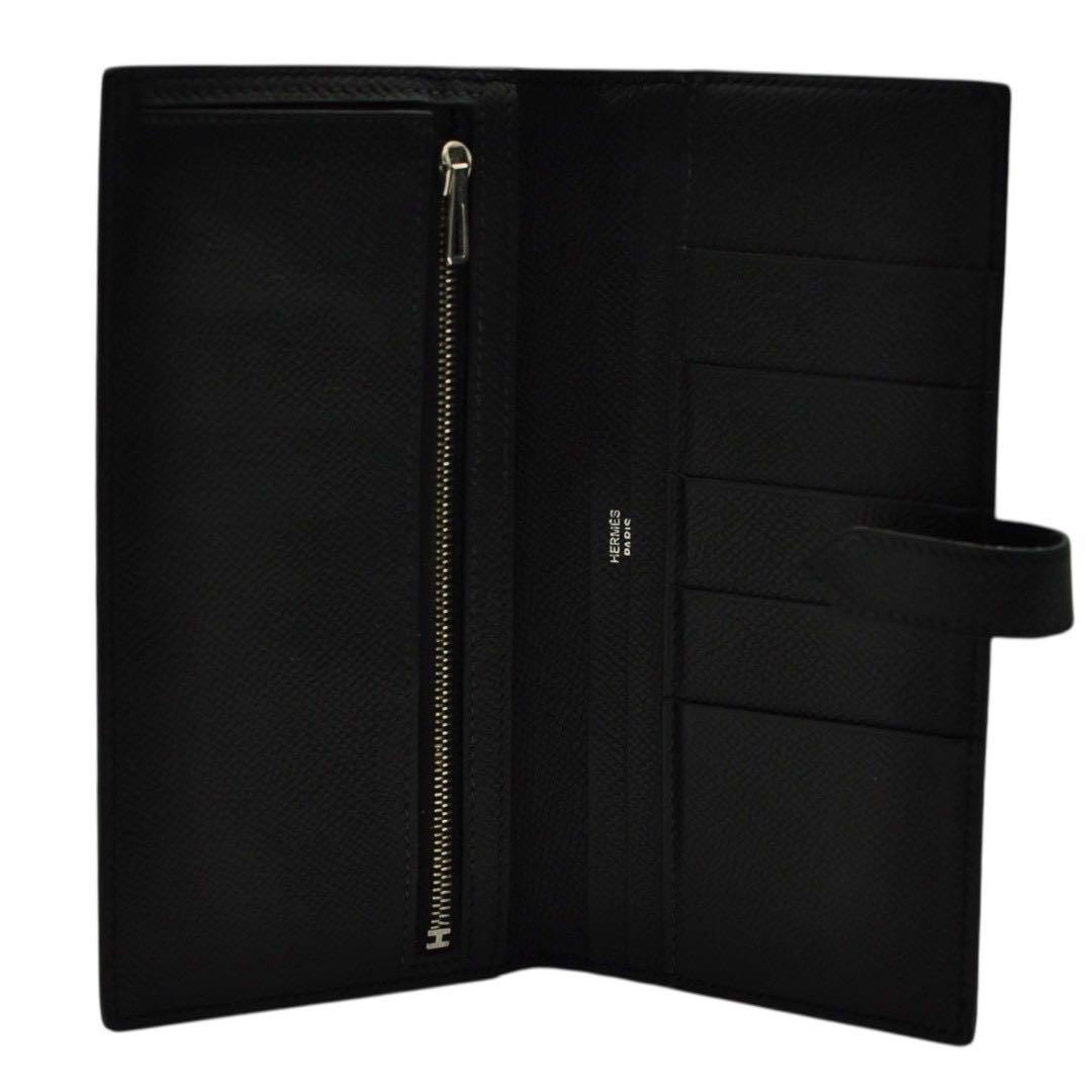 HERMES ベアン エプソン ブラック 長財布 □J刻印