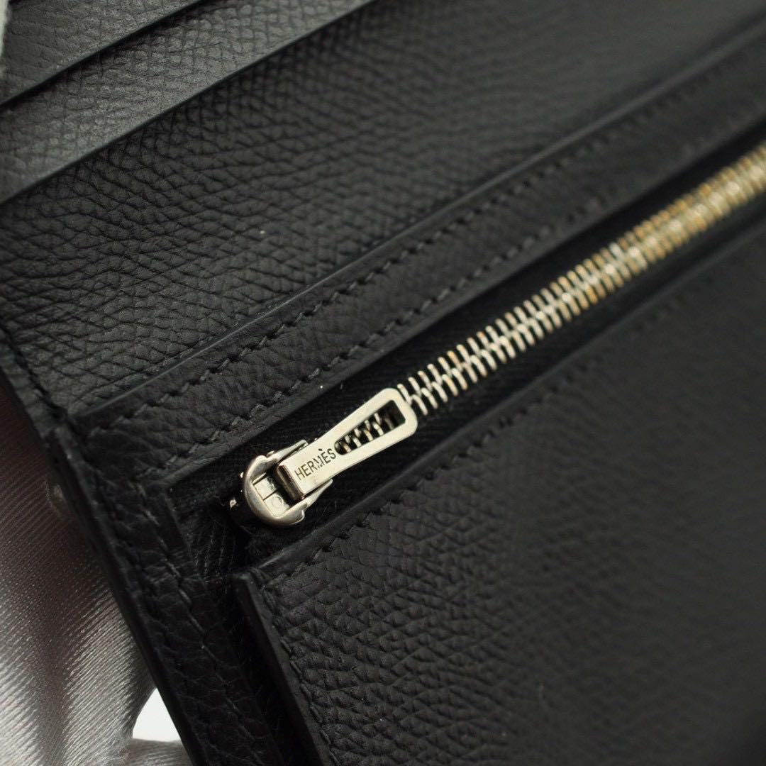 HERMES ベアン エプソン ブラック 長財布 □J刻印